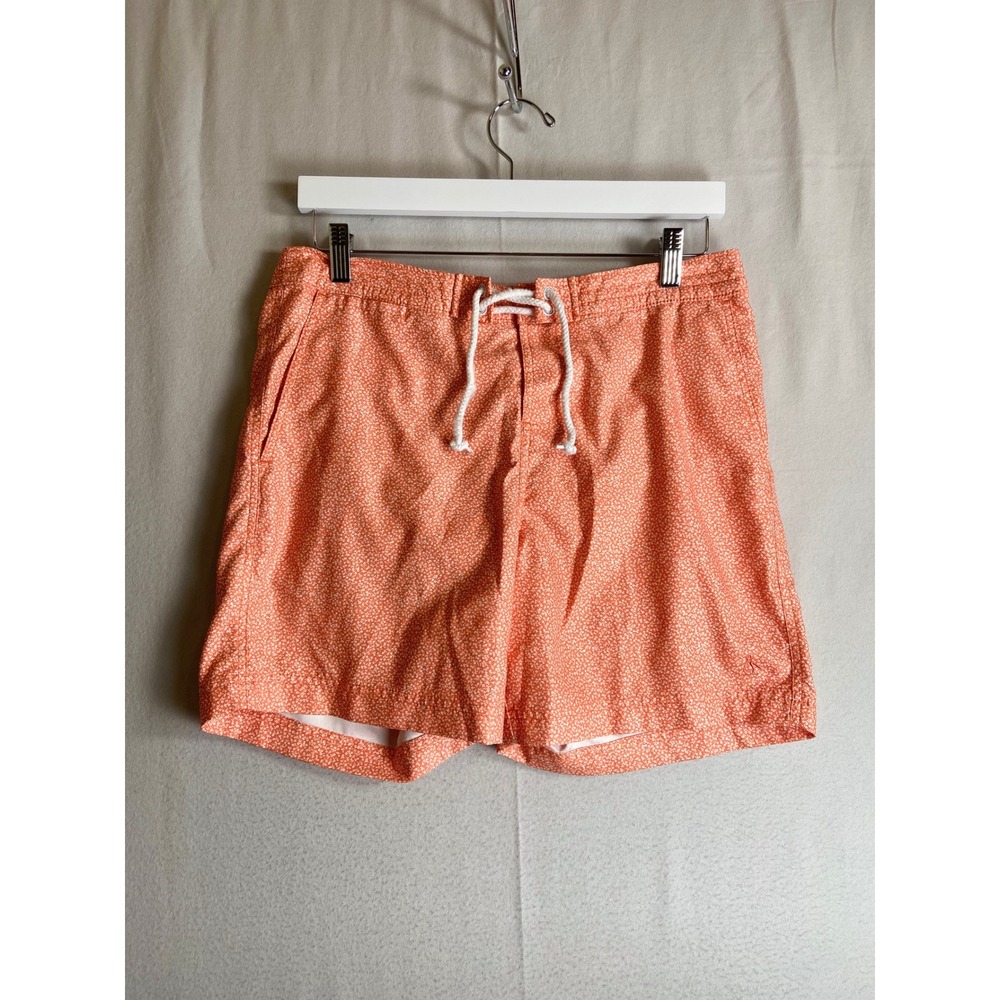 Original Penguin Mens Coral Orange Floral Swim Trunks Board Shorts Size 30